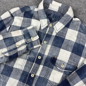 True Grit Flannel Shirt Mens Medium Blue Plaid Button Up Western Workwear Casual